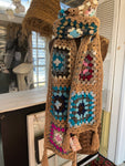 Granny Square Long Scarf - tan