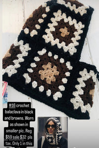 Granny Square Balaclava - black & brown