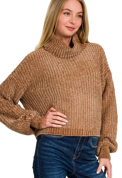 Chenille Style Pullover Zbrand-cognac