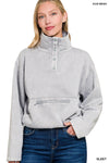 Acid Wash Fleece kangeroo pullover- sleet ZBRAND