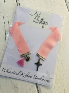 Jed Designs Bookmark - pink cross