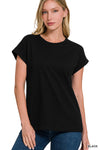 Cuff Sleeve Tee by zbrand black