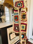 Granny Square Long Scarf - beige