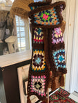 Granny Square Long Scarf - brown