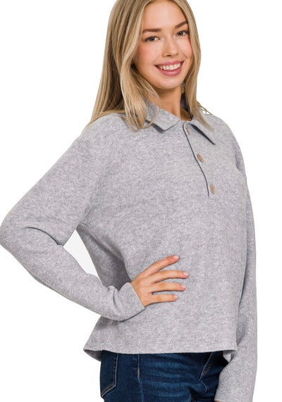 Cloud 9 Collar Pullover- grey