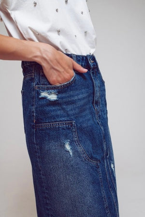 Q2 Denim Saddle Skirt