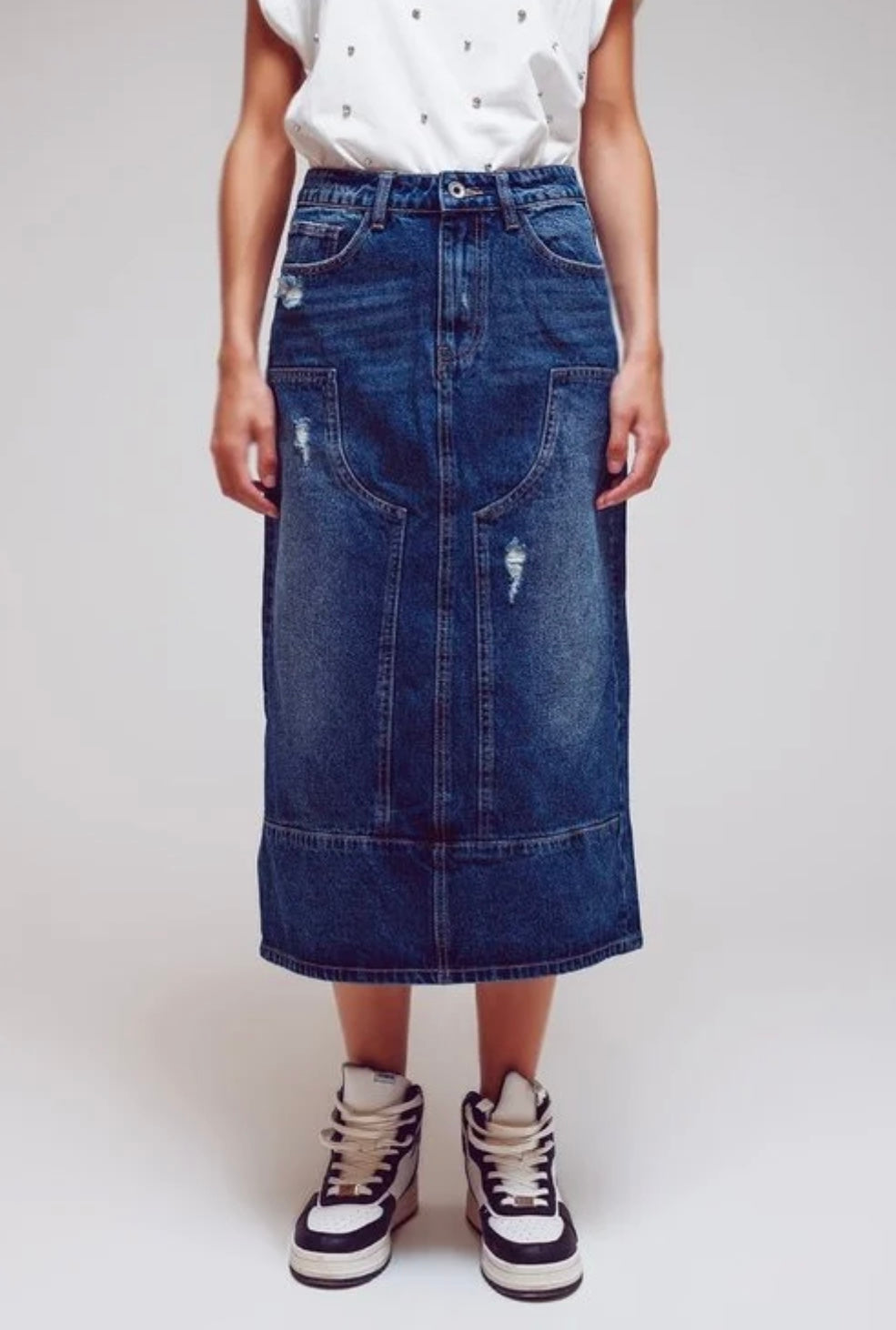 Q2 Denim Saddle Skirt