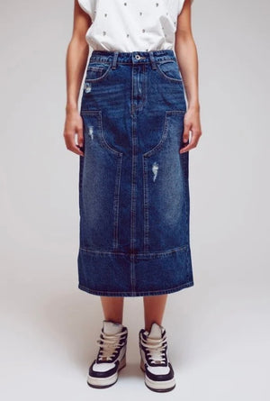 Q2 Denim Saddle Skirt