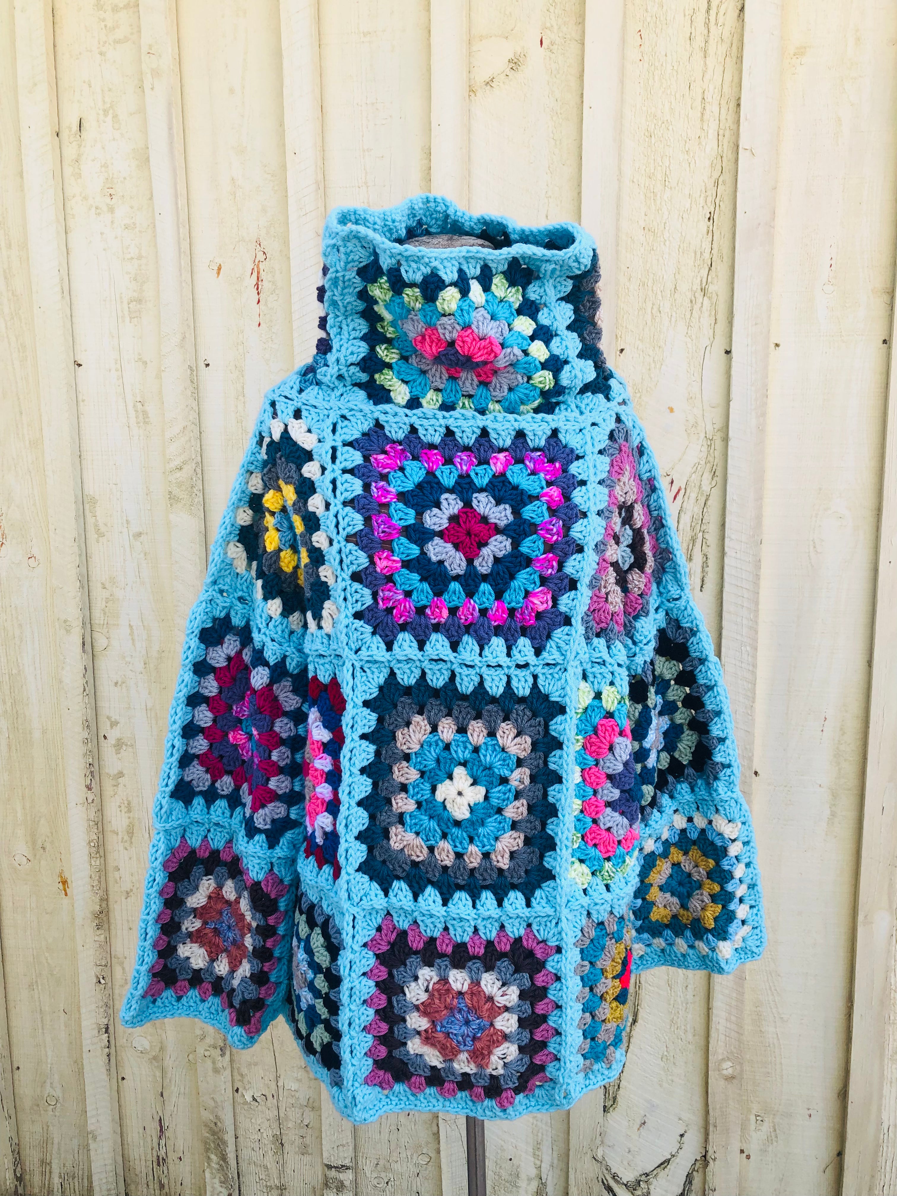 Granny Square Cowl Neck Classic Pullover