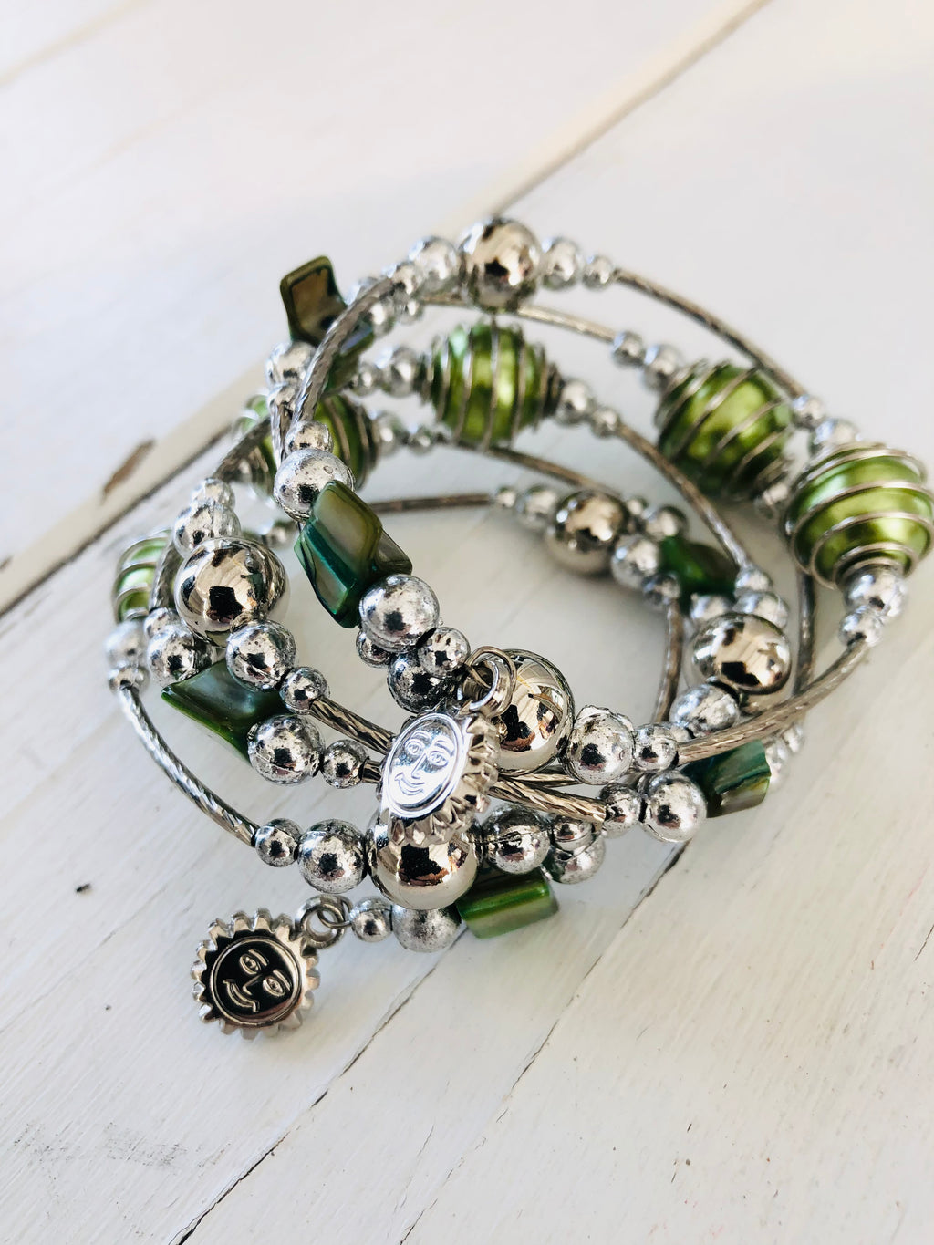 Bali Bead Wrap Bracelet- green