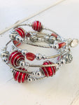 Bali Bead Wrap Bracelet- red