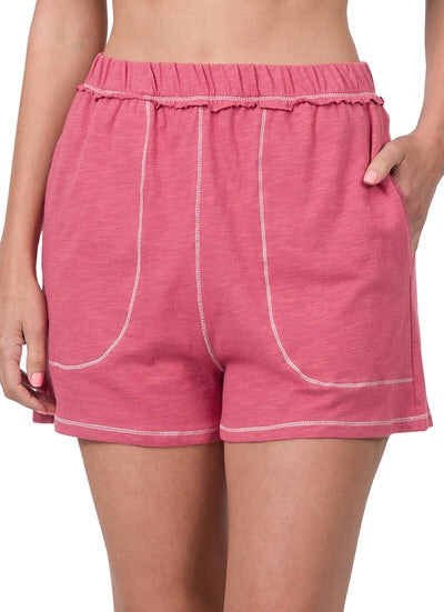 Contrast Stitch Shorts - rose