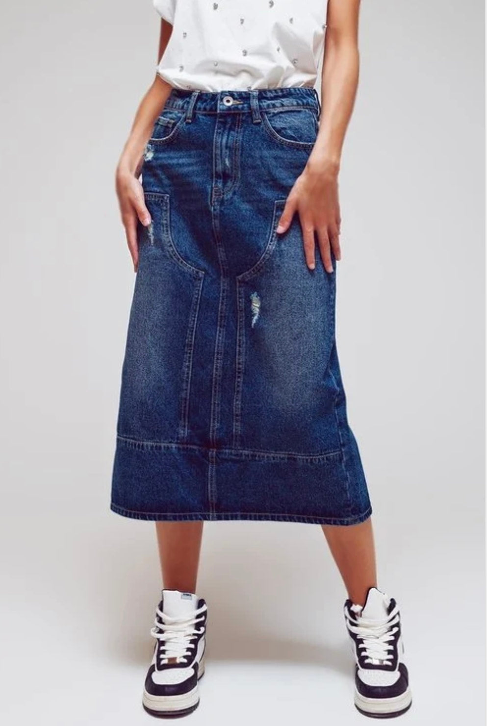 Q2 Denim Saddle Skirt