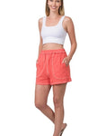 Contrast Stitch Shorts - coral