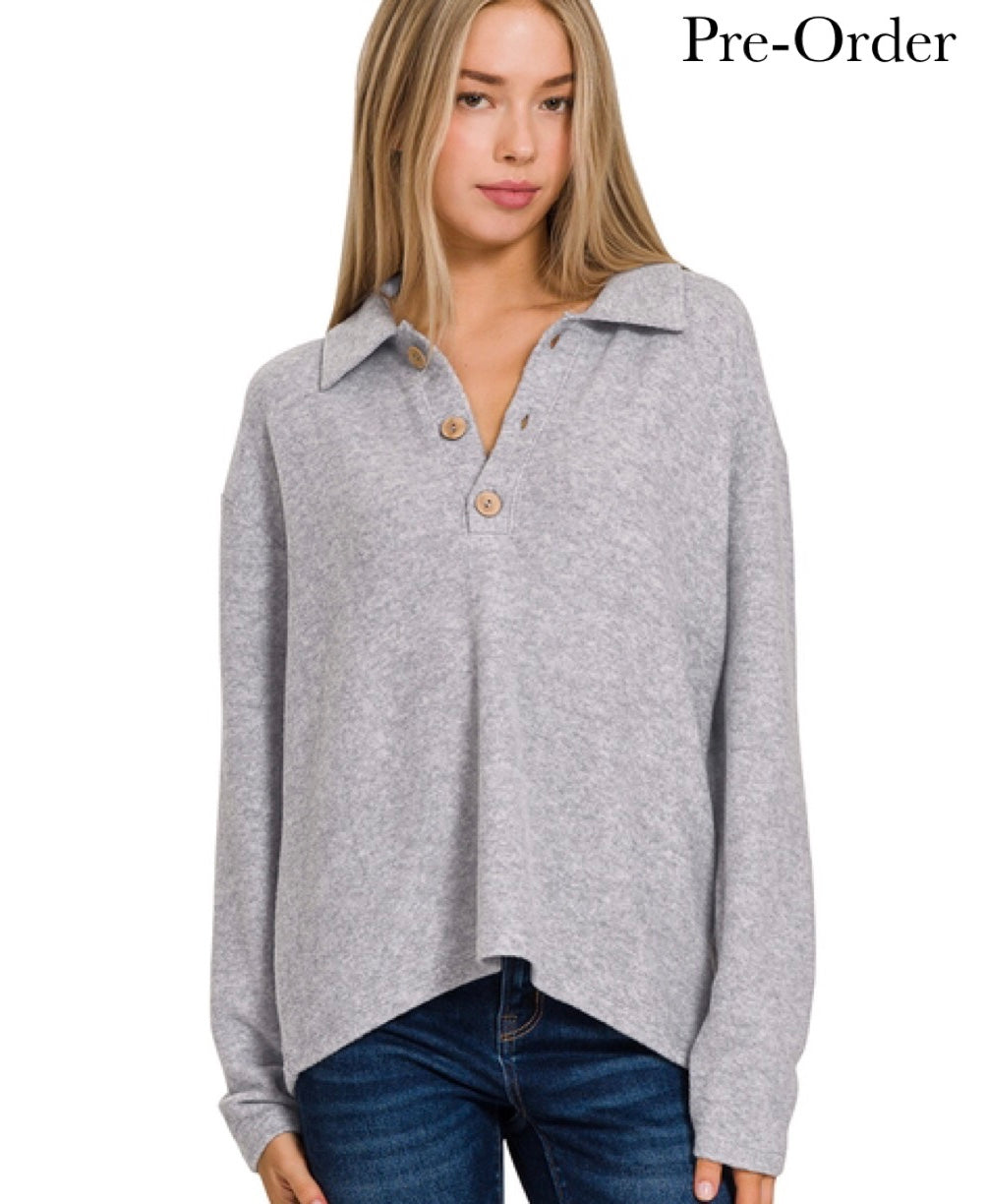 Cloud 9 Collar Pullover- grey