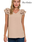 Zbrand Ruffle Sleeve Tank- mocha