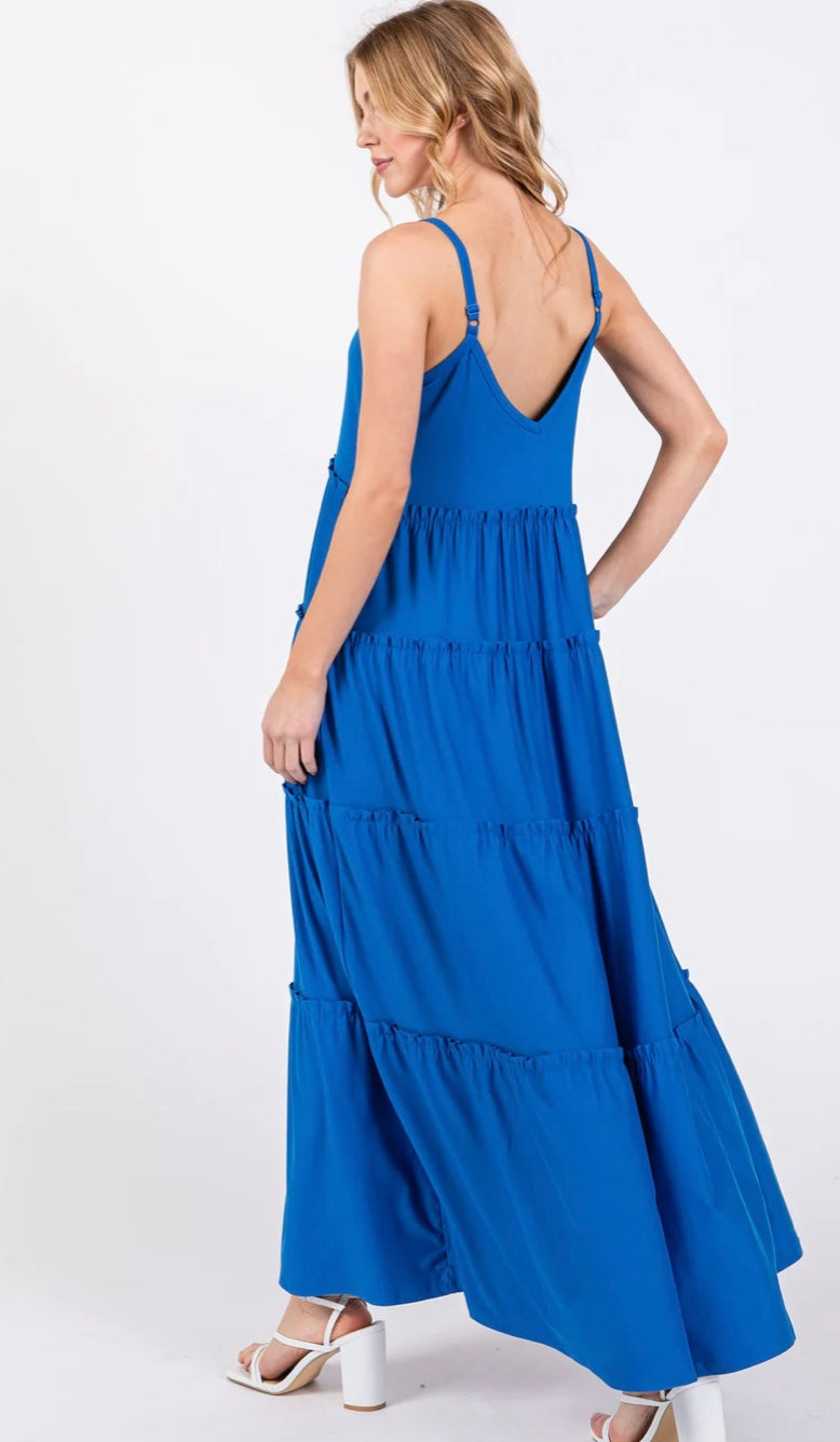 Zbrand Tiered Bottom Maxi - bright blue