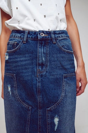 Q2 Denim Saddle Skirt