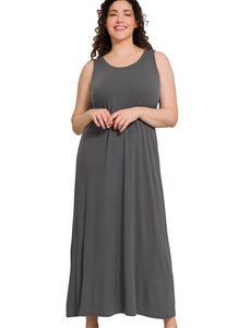 CURVY Zbrand Round Neck Lounge Dress- grey