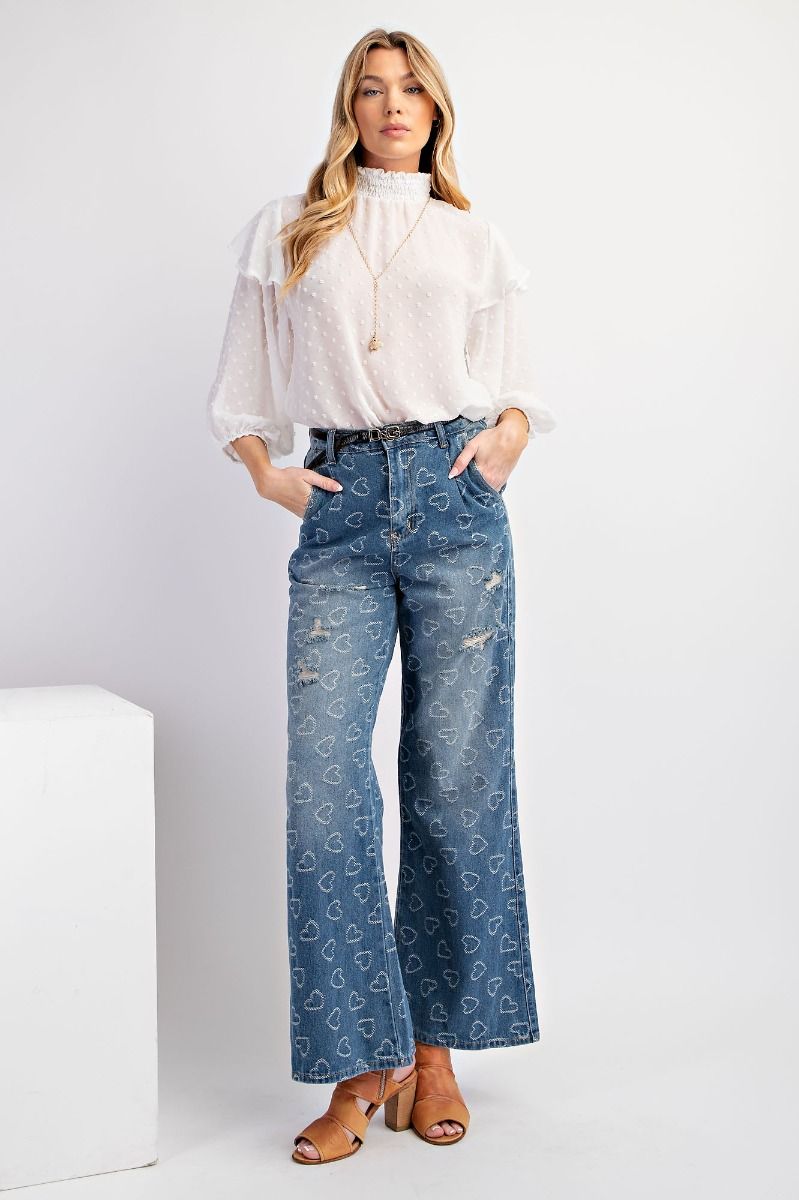 EASEL Rustic Denim Heart Jeans