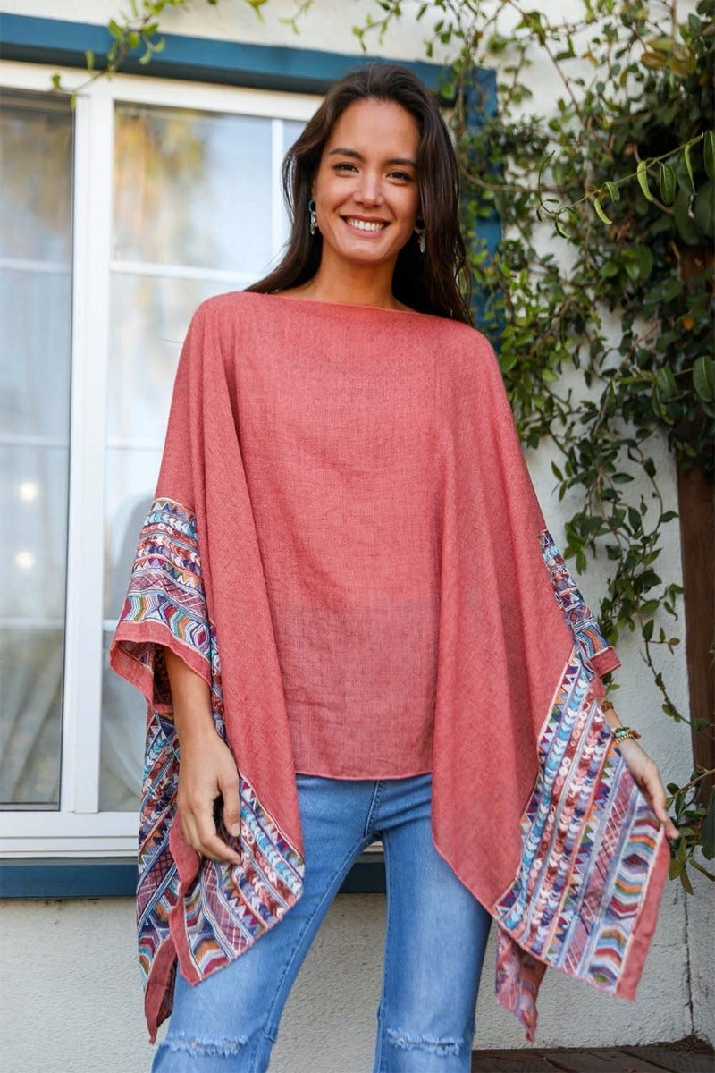 Stained Glass Edge Poncho- rouge