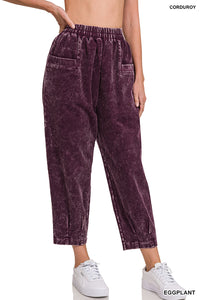 Elastic Front Pocket cords eggplant