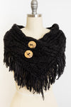 Coconut Button Cable Knit Pullover Scarf- DARK CHARCOAL