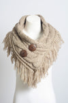 Coconut Button Cable Knit Pullover Scarf- wheat