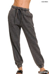 Acid Wash Fleece Joggers -ash black ZBRAND