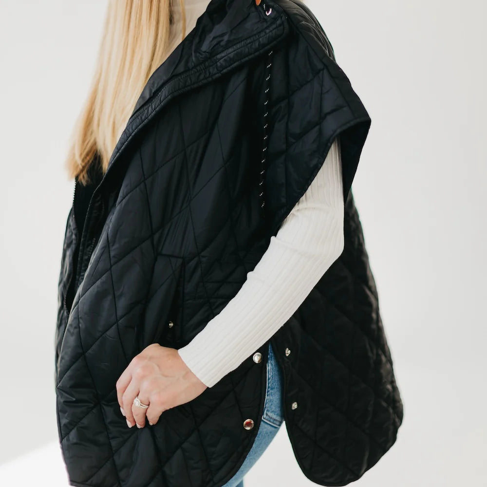 The Quinn Quilted Vest- black