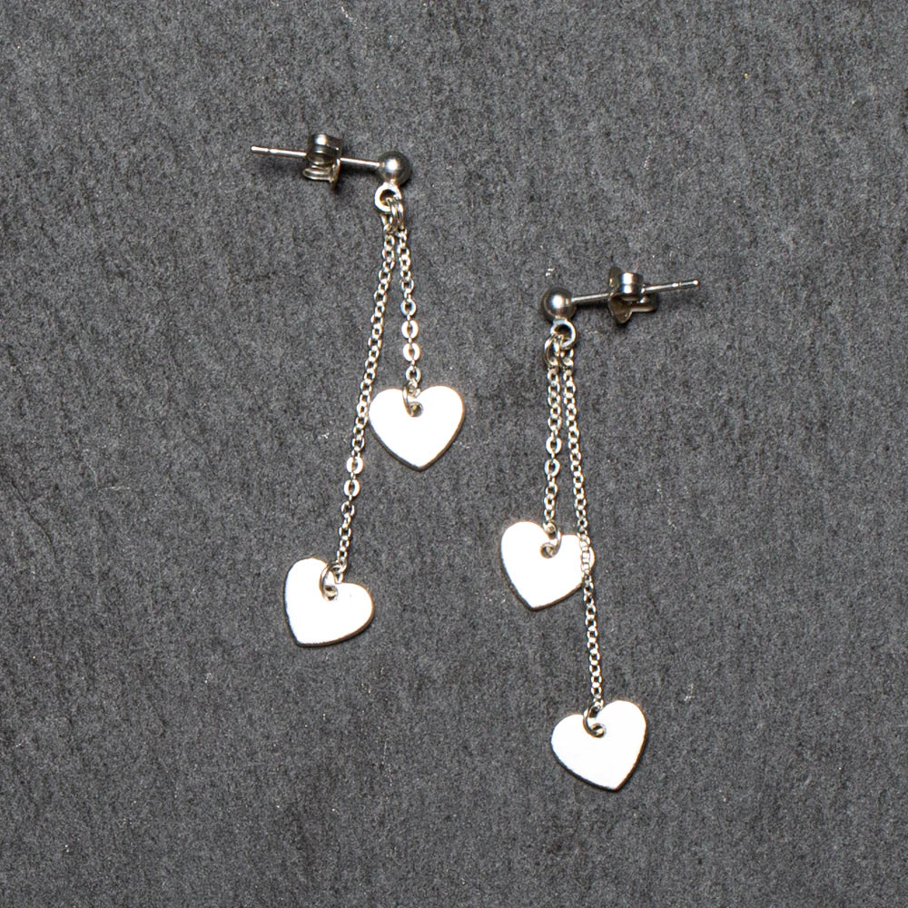 Double Drop Heart Earrings