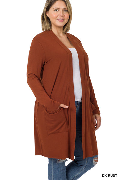 CURVY Slouchy Open Cardigan zbrand- rust