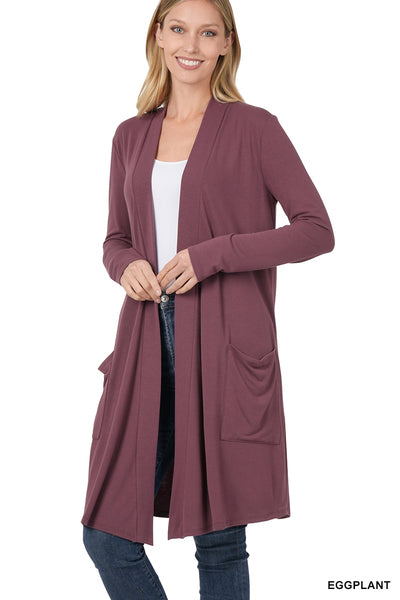 Slouchy Open Cardigan zbrand- plum- PRE-ORDER!